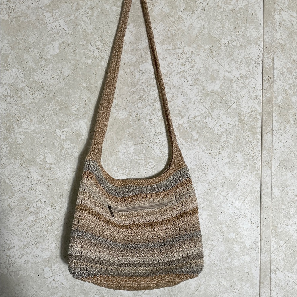 The Sak Crochet Neutral Color Shoulder Bag